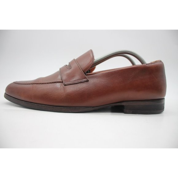 WOLF & SHEPHERD  Brown Ringer Leather Penny Loafers Men's Size 10.5 Dress Shoes - Picture 4 of 12